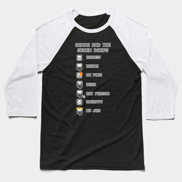 Dwarf Fortress - Armok and the Seven Dorfs Baseball T-Shirt by humanechoes